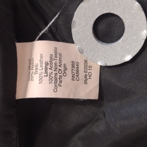 Madewell Black Wool Blend City Grid Cocoon Coat Leather Trim Size 4 - Picture 10 of 13